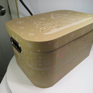 Gingerbread Reinforced Storage Box w Metallic Red Accents